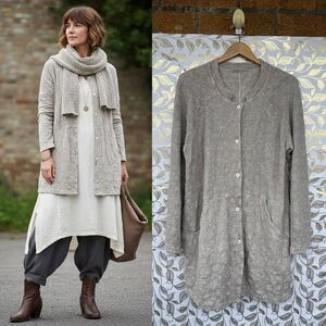 Transit Par-Such Italian Lagenlook Textured Coat | Coastal Grandmother | Size M